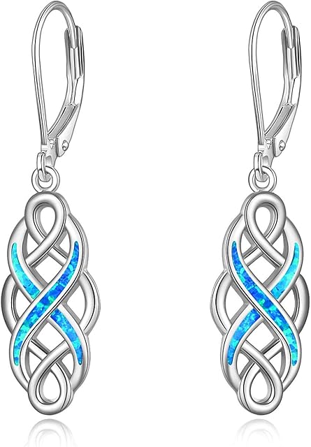 YFN Sterling Silver Celtic Knot Dangle Earrings Good Luck Irish Celtic Knot Vintage Dangles for Women