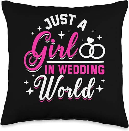 Happily Ever After & Co Just A Girl World Wedding Bride Throw Pillow, 16x16, Multicolor