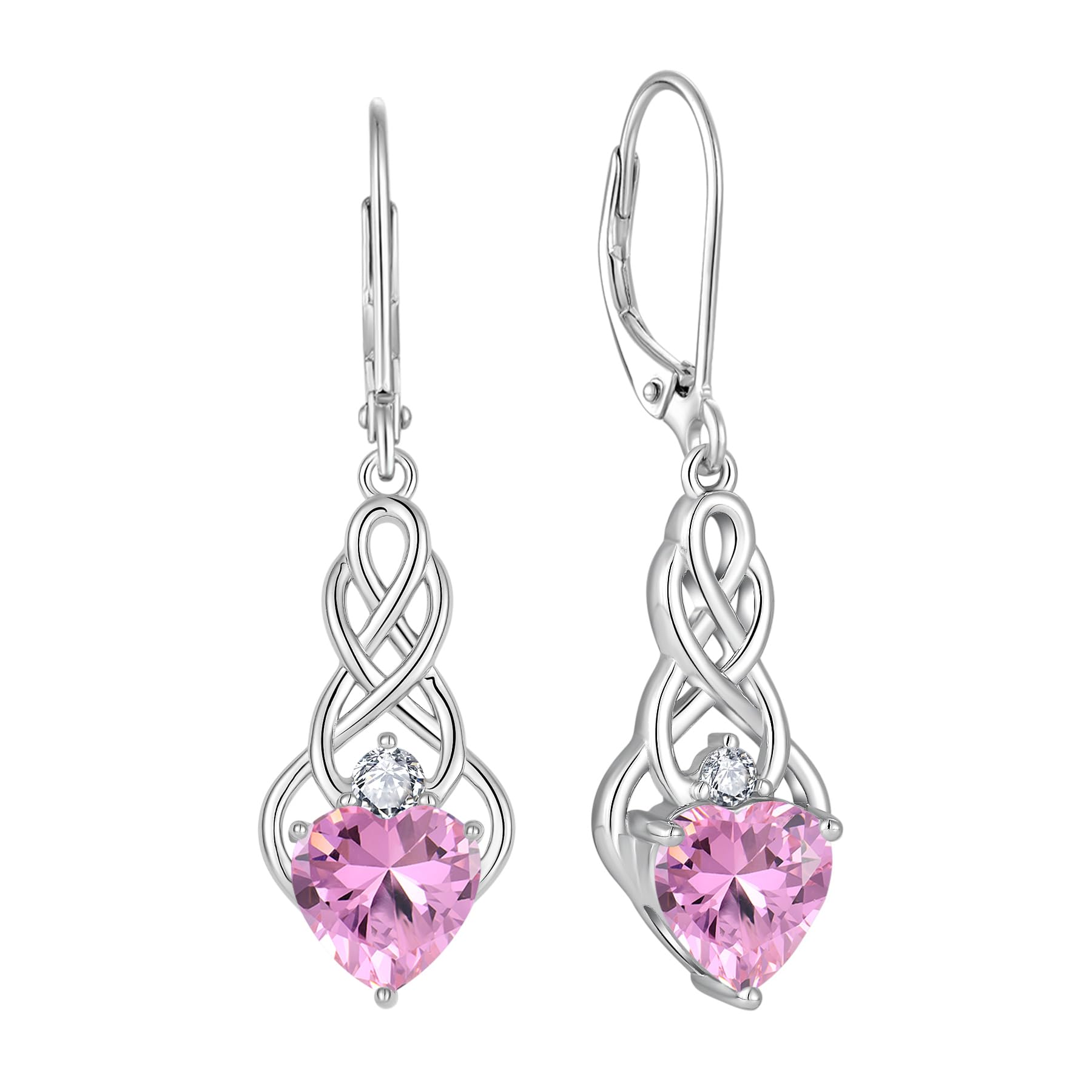FJ Unendlichkeit Keltischer Knoten Ohrringe Damen 925 Sterling Silber Hängend Geburtsstein Ohrringe Irischer Glücksschmuck Geschenke für Frauen