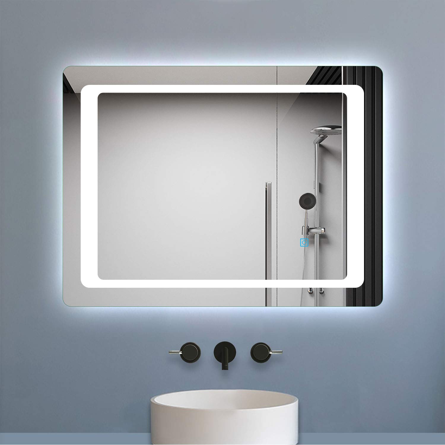 Biubiubath LED Mirror Bathroom,with Lights Anti-fog Vanity Makeup Wall Mirror Touch Horizontal/Vertical 700x500 500x700mm