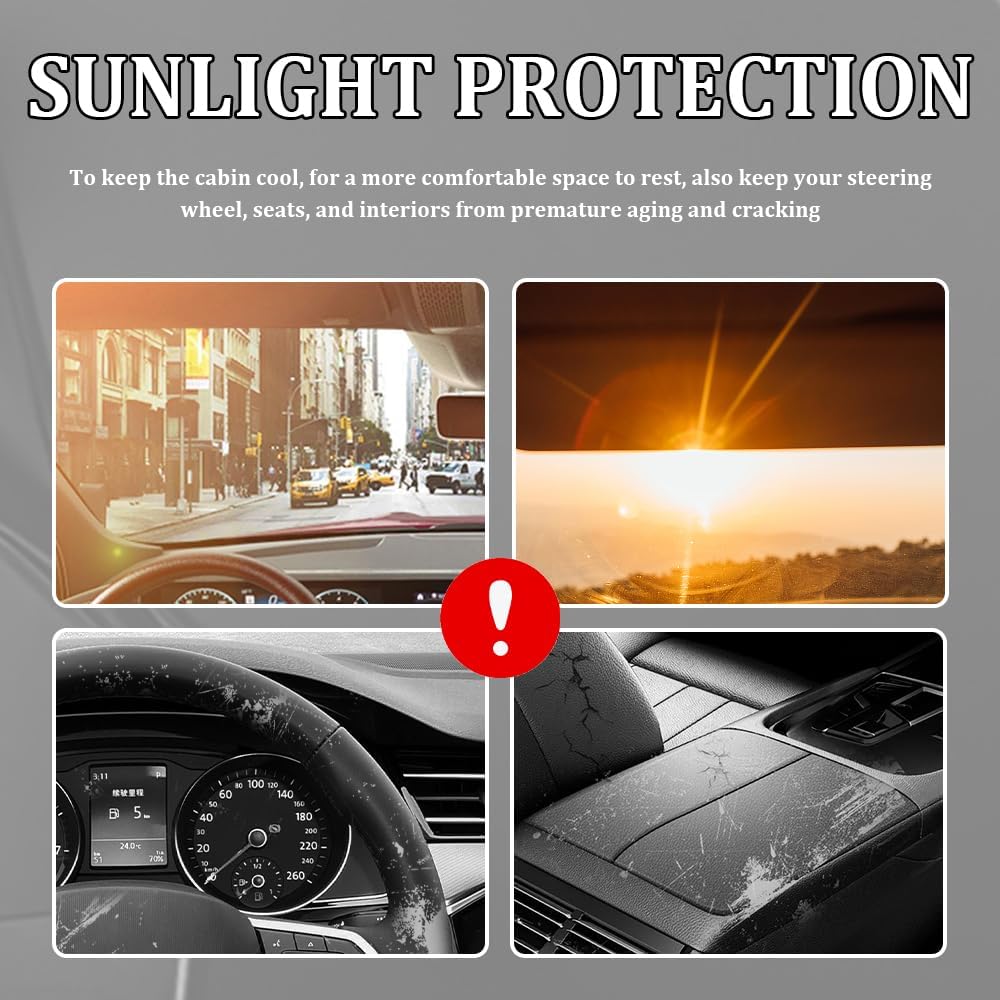 55.1×31.5 Inch Car Windshield Sun Shade Umbrella,Upgraded Foldable Car Sun Shade Windshield Umbrella for Suns Protection,Universal Windshields Cover Suns Shades for Cars,SUVs