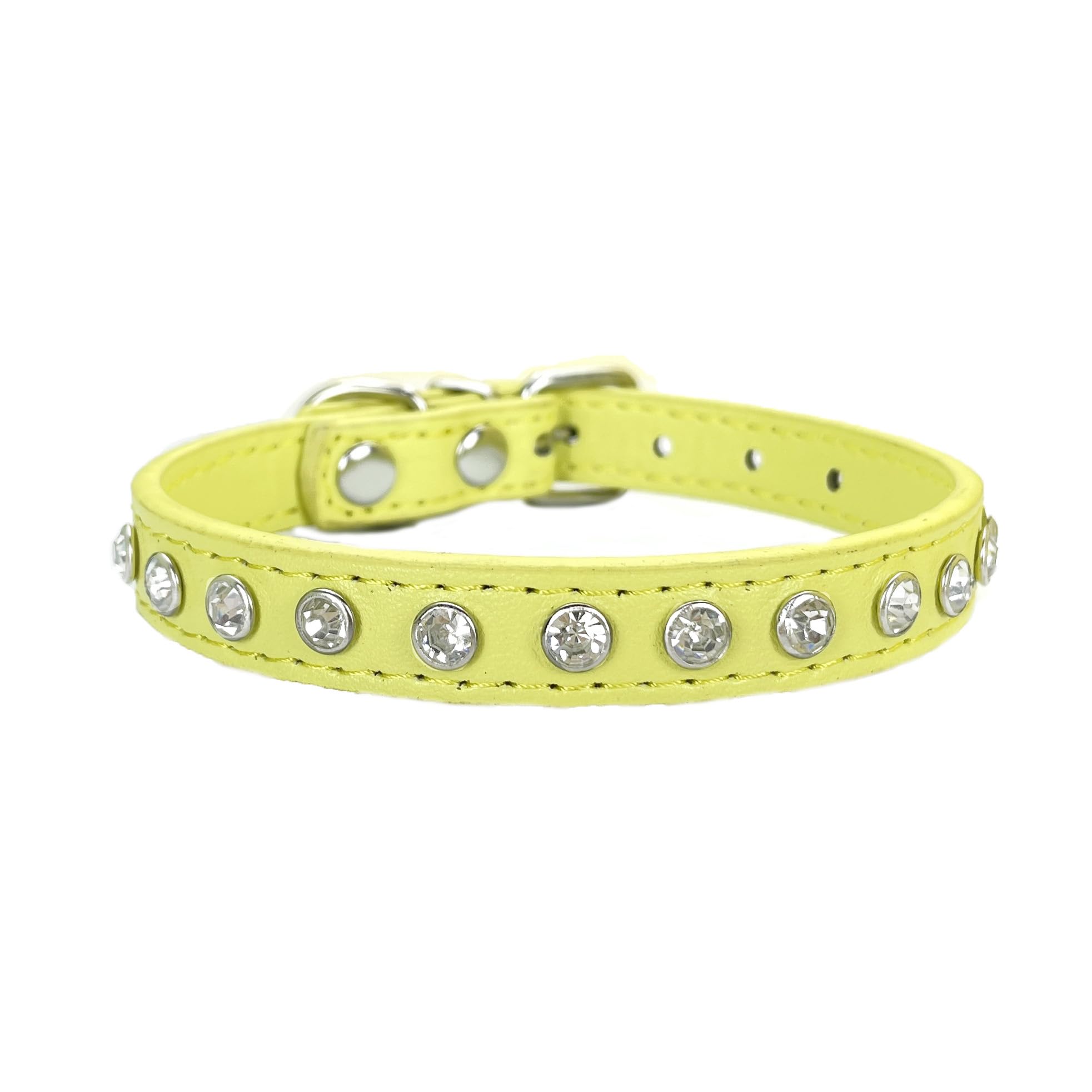 Newtensina Cute Dog Collar with Diamanti for Cats Small Dogs - Yellow - XXS — image 1