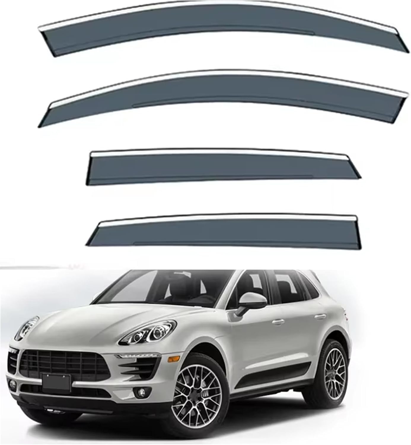 Acwyahso Normal Rain Guards Wind Deflectors For Porsche Macan 2014-2023, 4Pcs Vent Visors, Allows Fresh Air & Keeps Rain Out, No-Drill Install