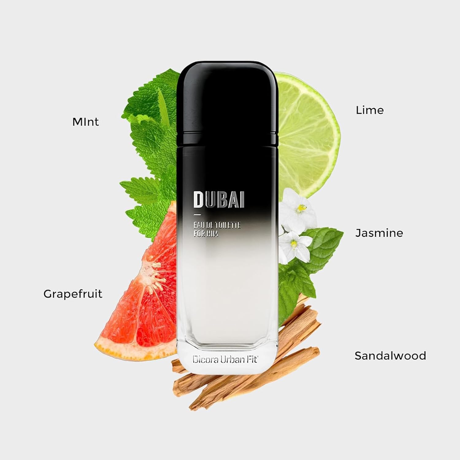 Dicora Urban Fit Dubai Cologne for Men - Top Notes of Lime and Grapefruit - Middle Notes of Mint and Jasmine - 5.07 oz EDT Spray