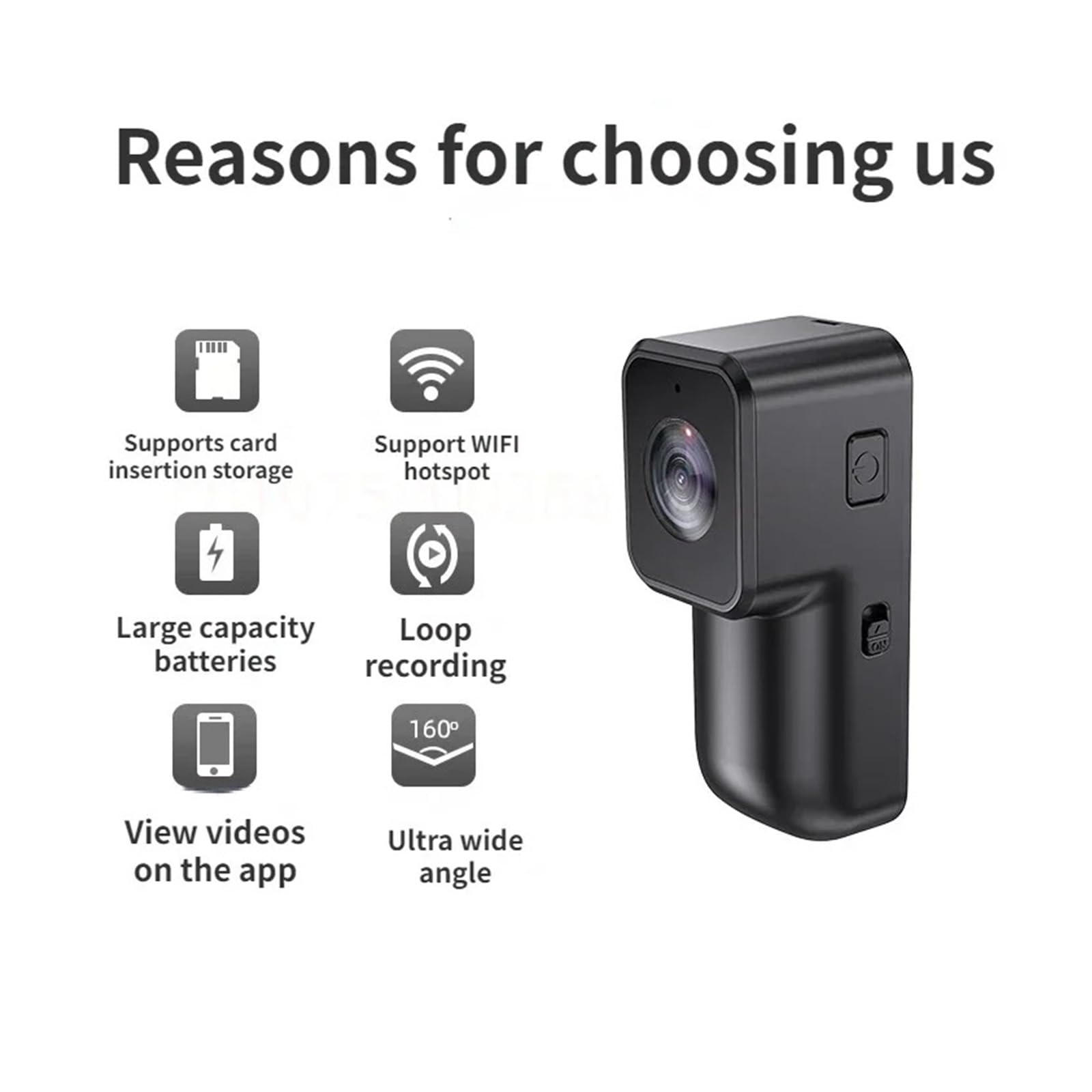 1080P HD WIFI Action Camera Clip Posteriore Portatile AP Videocamera Con Visione Remota Videoregistratore Sportivo Da Esterno Grandangolare A 160 ° Mini Cam For Animali Domestici(Add 64G card)
