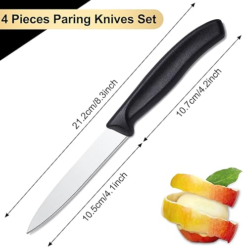 Miniatura 8 de BEWOS Juego de cuchillos de pelar de 4 piezas, cuchillos de pelar de 3.5 pulgadas con mango ergonómico, cuchillo de pelar con triple remache,