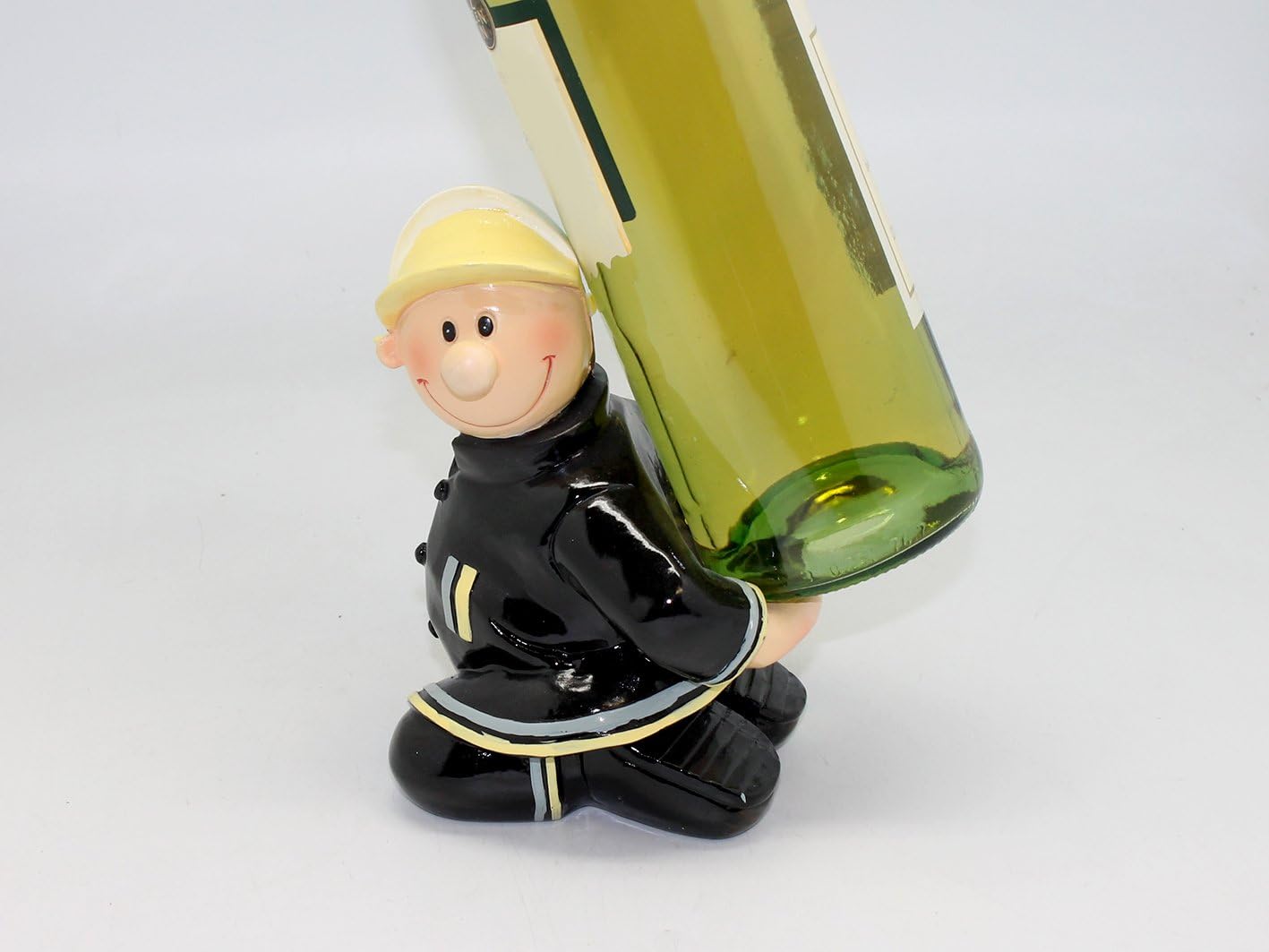 Feuerwehrmann Flaschenhalter Metall - Lustige Wein Deko & Geschenkidee In Bronzefinish