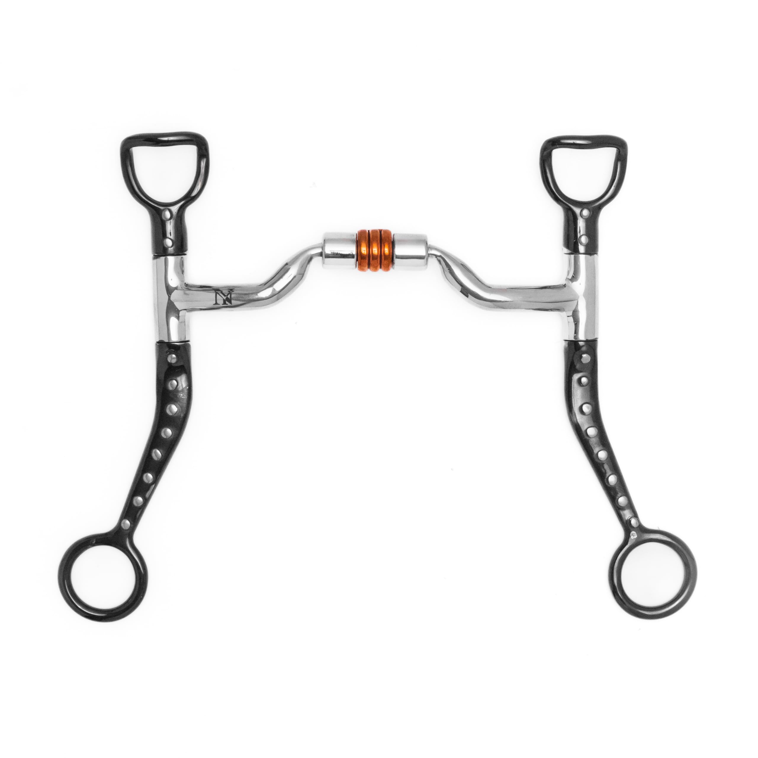 NY Bits Western Flat Shank Low Port Copper Rollers (5""), Silver, NYT-WFS01-50