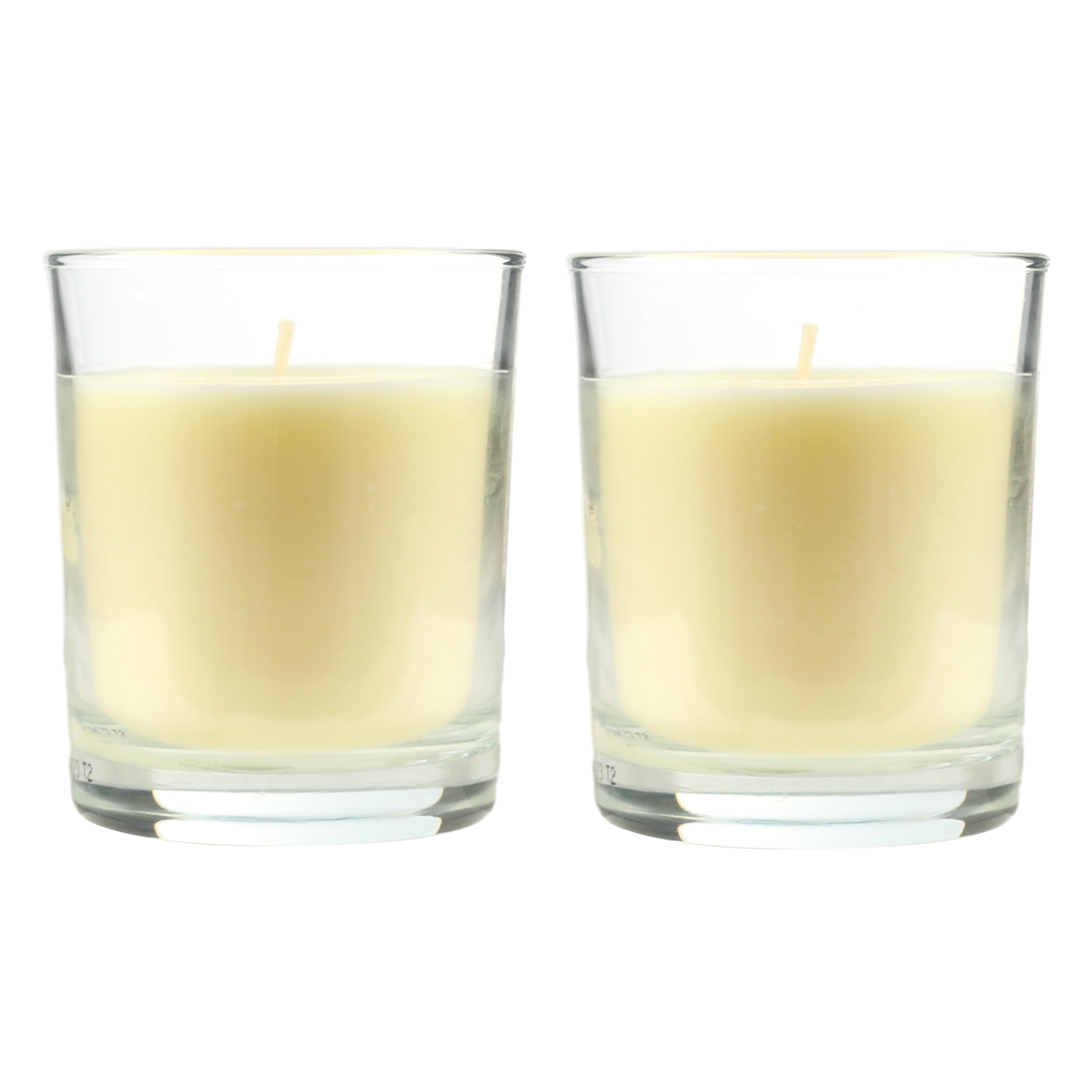 H HANSEL HOME Vela Aromática, Vela en Vaso de Cristal de Cera Vegetal - 28 Horas de Duración, Velas Perfumadas, 8,5x7 cm, Vainilla, 125g x 2 unidades