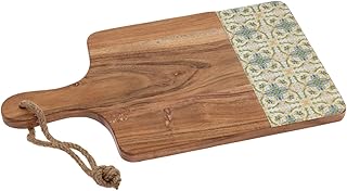 Boston International Cutting Boards Enamel and Wood Serving Board, 16" x 12", Lenger Tile