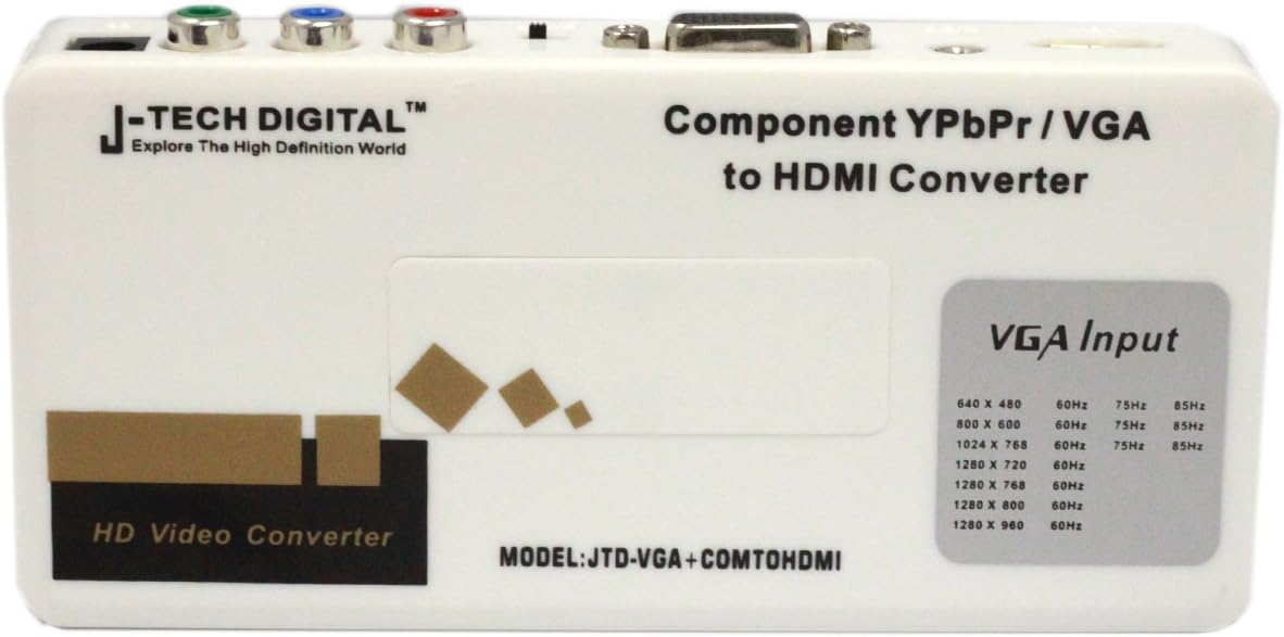 J-Tech Digital JTD-VGA+COMTOHDMI Component Video-YPbPr and VGA to HDMI Upscaling Converter