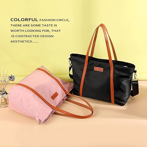 Miniatura 9 de Bolsa de mano impermeable ligera para mujer, maletín de nailon para computadora de trabajo, hombro para laptop de 15.6 pulgadas, XL