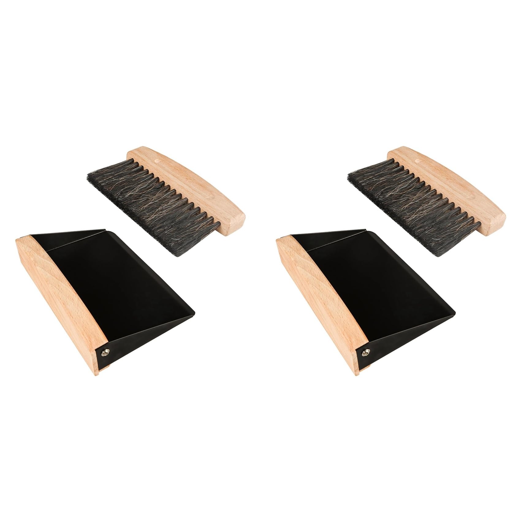Vjsujehgy 2X Small Dust Pan and Brush Set, Mini Hand Broom and Dustpan Set, Wooden Crumb Sweeper for Home Desktop, Sofa Black