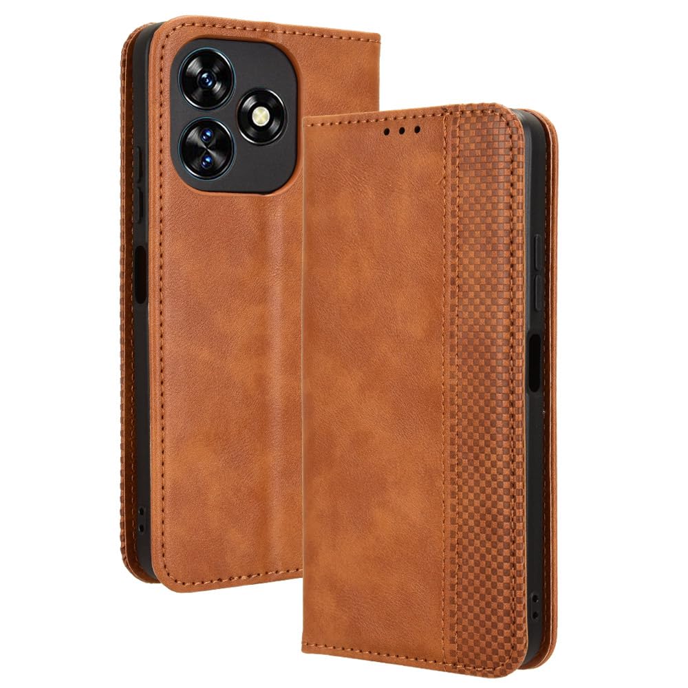 Leather Folio Cover per Oukitel C62 / C62 Pro, Goffratura a