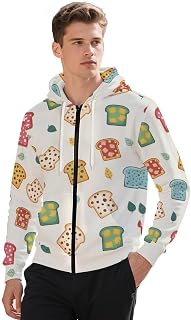 Full Zip Up Hoodies For Men Cute Skulls Hats Leaves Casual Pullover Drawstring Sweatshirt With Pocket