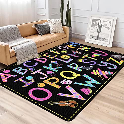 Zbigtee Abc Area Rug For Toddlers Handwriting Samplers Abc Children's Floor Area Rug For Indoor Classroom Or Home Learning Area, Large Floor Letters Kids Room Or Educational Play School Rugs For Kids #TOP2