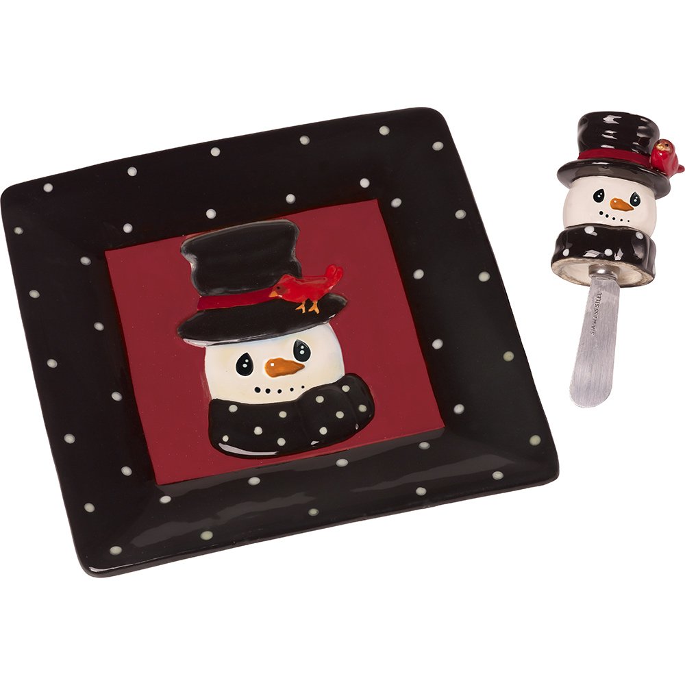 Snow Much Fun by Precious Moments 171476 Set/2 Snowman Cheese Plate & Spreader