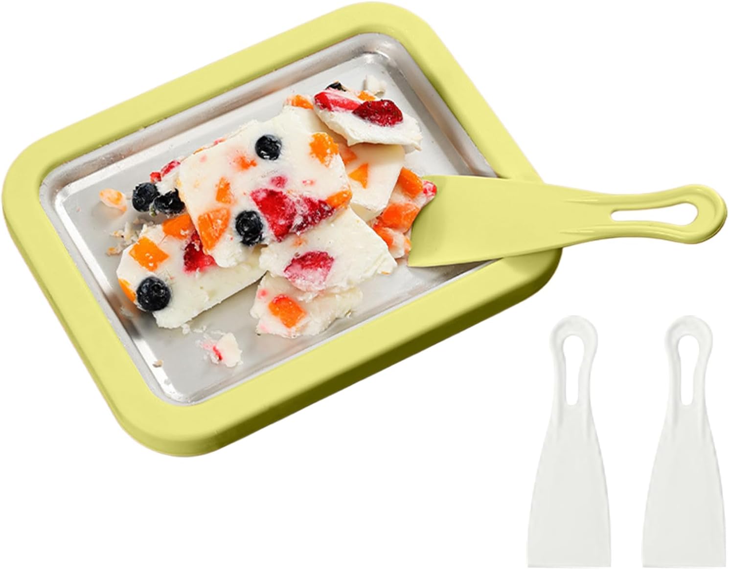 Rolled Ice Cream Maker - Yogurt Roll Tray - Ice Cream Maker Mold with 2 Scrapers | for Adults at Home Family Gathering Christmas Outdoor Cooking