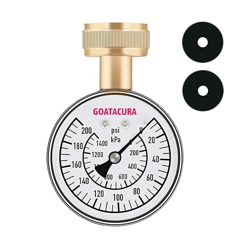 Medidor de prueba de presión de agua de 0-200psi/kpa, tamaño de dial de 2-1/2", rosca de manguera de jardín hembra de 3/4", impermeable y antivaho