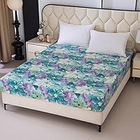 Vista 9 de Sábana bajera ajustable con bolsillo profundo, sábanas de tela impresa con patrón 3D (mariposa negra, individual)