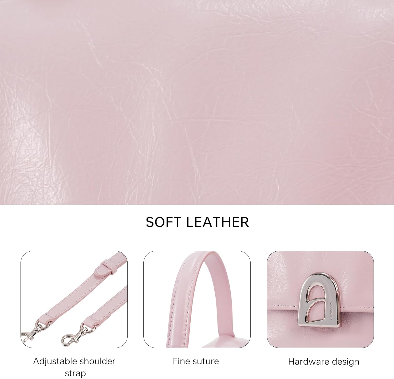 LA FESTIN Genuine Leather Handbag for Women, Mini Crossbody Purse & Top Handle Bag - Image 4