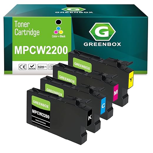 GREENBOX Remanufactured MP-CW2200 Ink Cartridge Replacement for Ricoh 841720 841721 841722 841723 for Aficio MP-CW1200 2000 2200 Gestetner MP CW2200 Lanier MP CW2200 CW2201sp Savin MP CW2200 CW2201sp