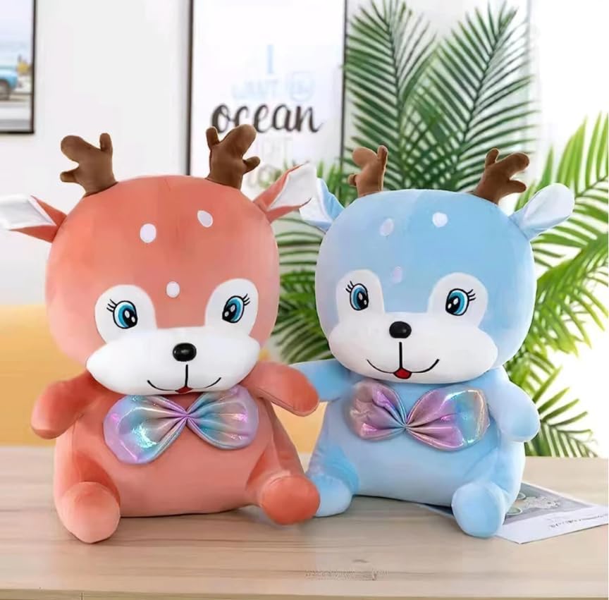 Image of Reindeer 35cm Soft Toys for Kids | Plush Soft Toys for Baby Boys and Girls| Best Gift | Reindeer Soft Toy for Kids -Pink 35Cm Height