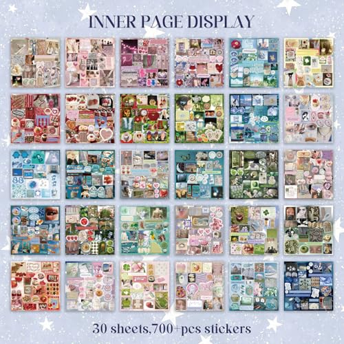 Image of Retro Japanese Sticker Book with Over 1200 Pcs, 30 Sheets of Manga Style Aesthetic Stickers for Journaling and DIY Craft