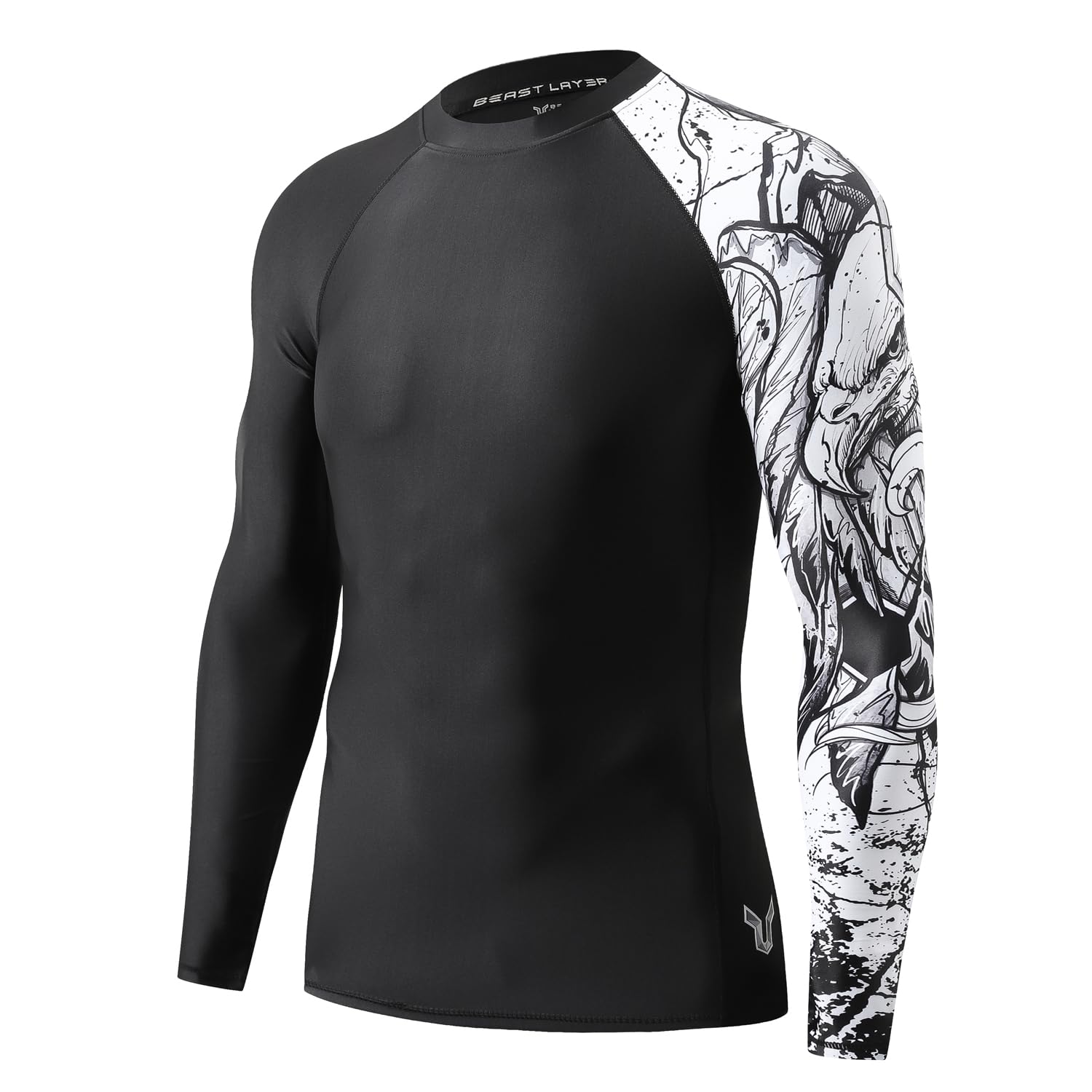 ADOREISM Quick-Dry Men's Long Sleeve Rash Guard UPF 50+ Compression Swim Shirt