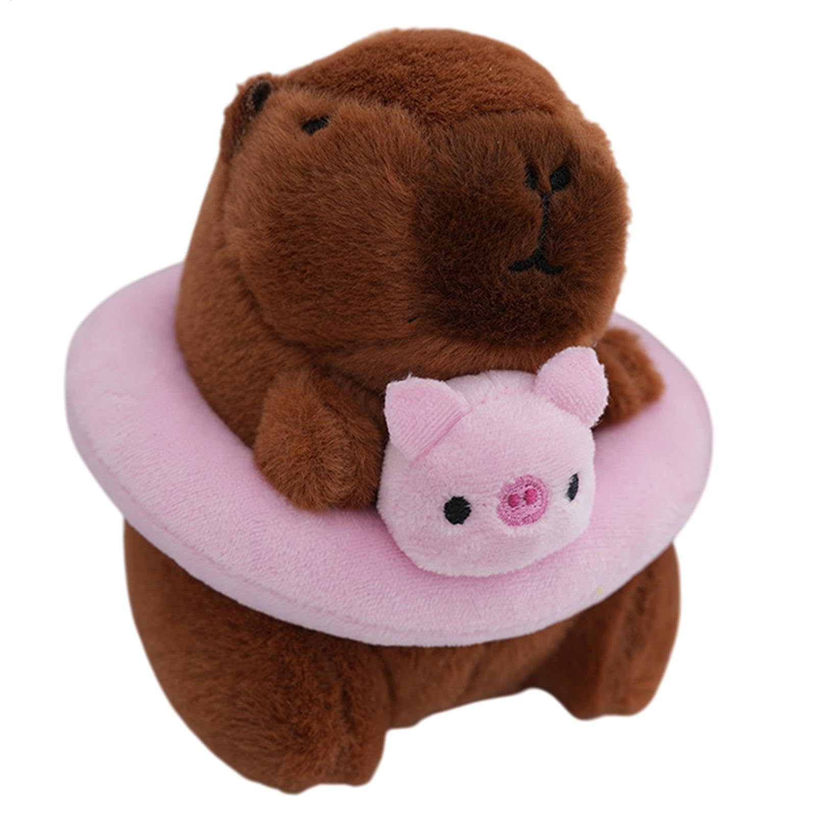 CADENA LLAVE CAPYBARA, CAMPARE LLAVE CAPYBARA - Muñeca de 4 pulgadas para la bolsa de natación súper suave - Banda de teclado de animales de peluche realistas, colgante de peluche para, Rosa
