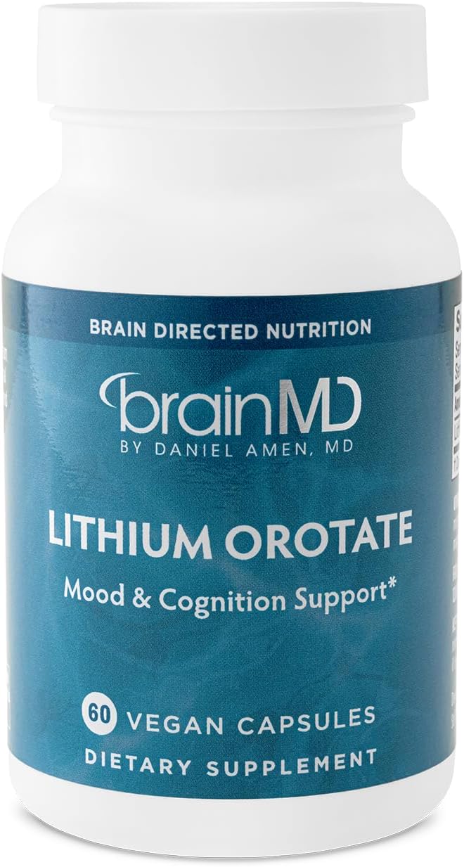 BRAINMD Dr. Amen Lithium Orotate - 60 Capsules - Supports Memory & Mood - Well Absorbed & Tolerated - Gluten Free - 60 Servings