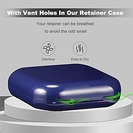 Retainer Case, Slim Aligner Case with Mirror, Compatible with Invisalign, Night Guard and Mouth Guard, Premium Retainer Case, With Aligner Remover Tool, Chew & Brush, Blue