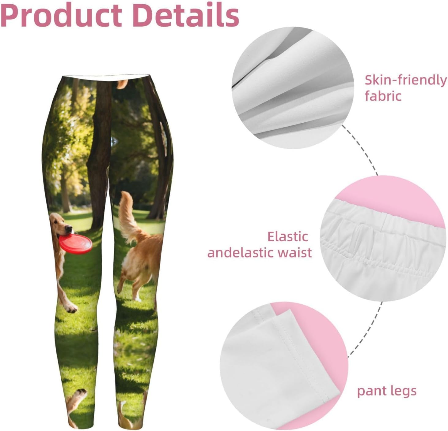 Brown Puppy Stretch Leggings,Opaque Printed Elasticity Pants for Workout | Tummy control,Comfortable and breathable,Not tie your legs tightly
