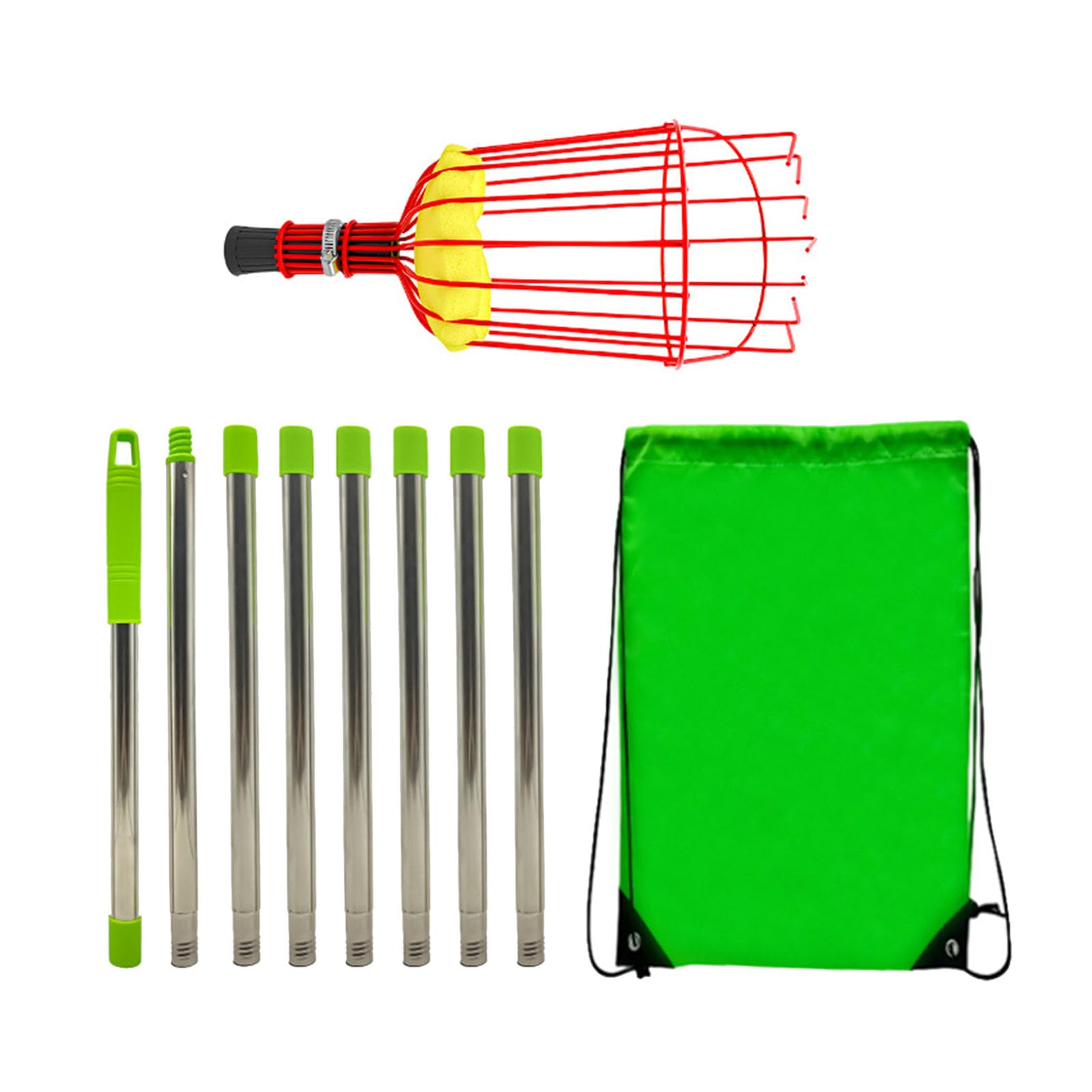 Poste recolector de frutas con cesta telescópica, herramienta de recolección de frutas ajustable, herramienta de poste telescópico recolector de naranjas para mango, pera, limón (Om / 10. Tenía miedo)