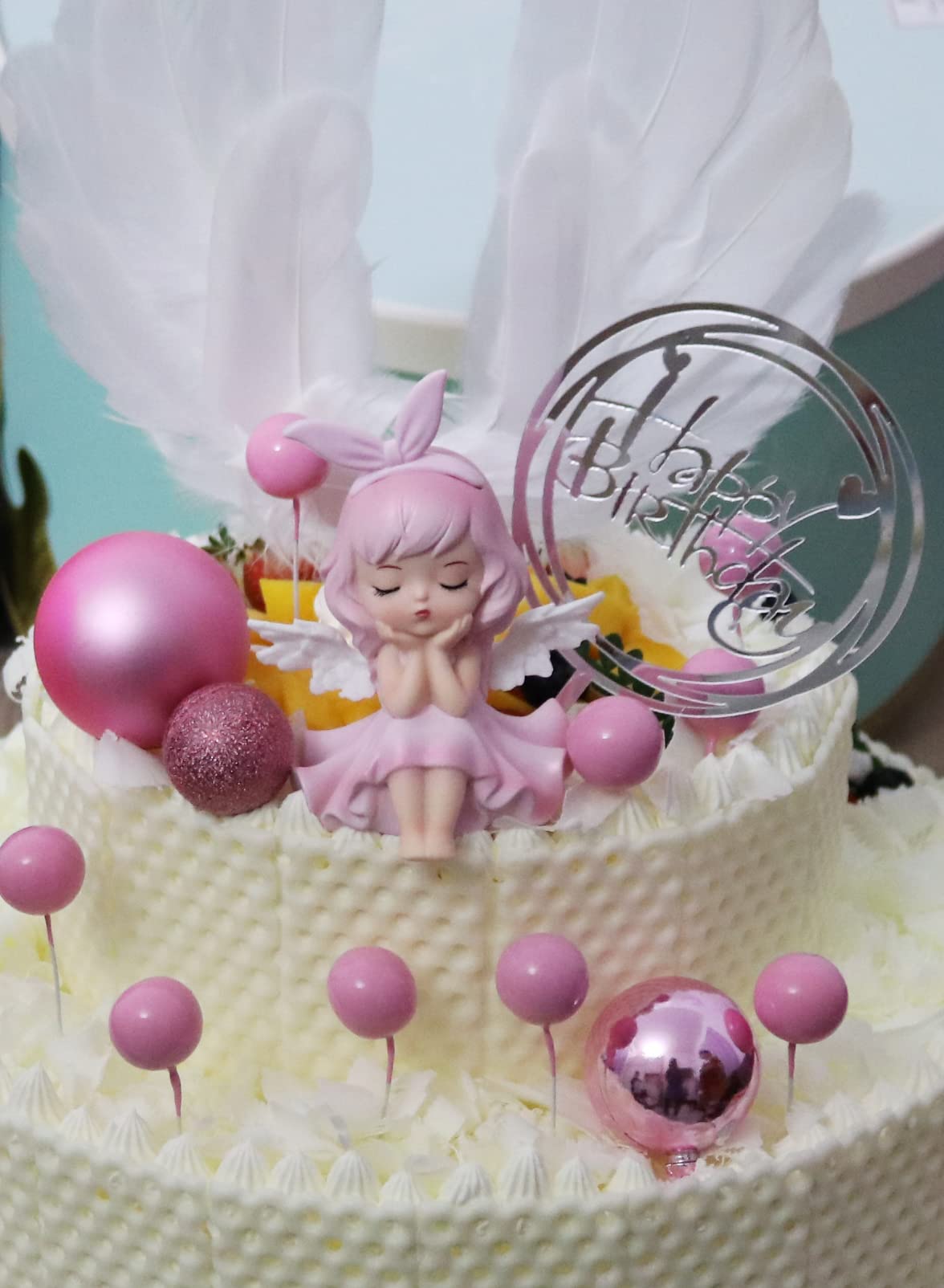 Set Di 14 Decorazioni Per Torta Con Angeli E Ali, Glitter E Palline, Per Compleanni E Feste, Doyomtoy