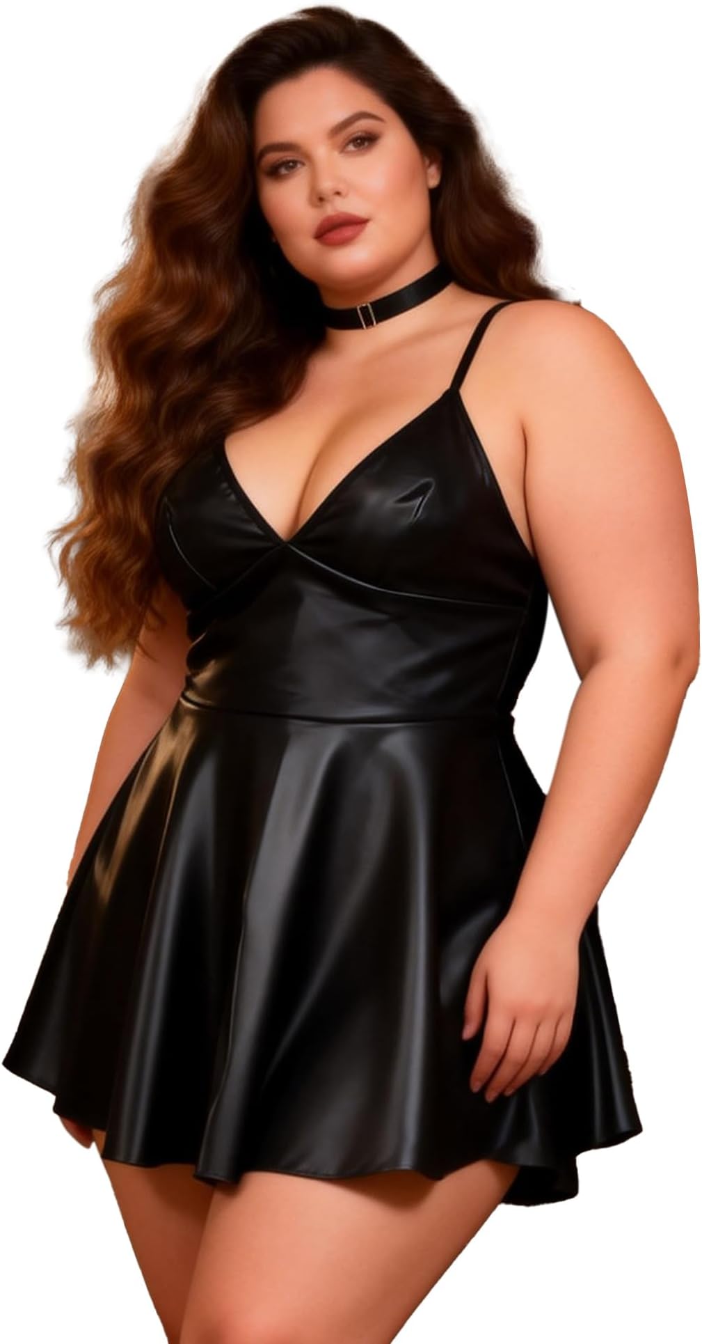 Leather Dress Women's Sexy A-Line Party Dress Latex Suspenders Lingerie Wetlook Dress Black Mini Dress Sexy Catwomen Costume Women's Lingerie Women Clubwear