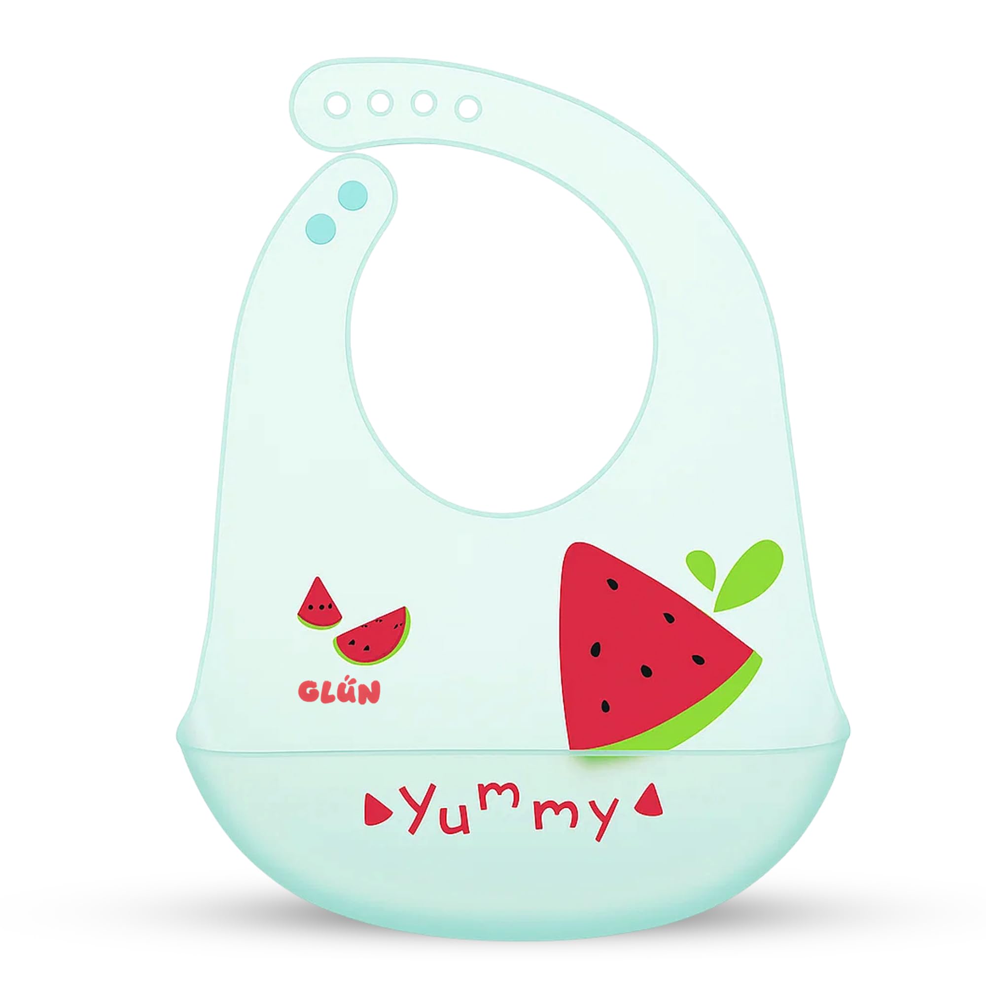 GLUN® Silicone Bowl Bib 1 Piece Fresh Watermelon Print, Easily Wipes Clean, Comfortable Soft Baby Bibs, Less Time Cleaning after Meals for Babies-image-13