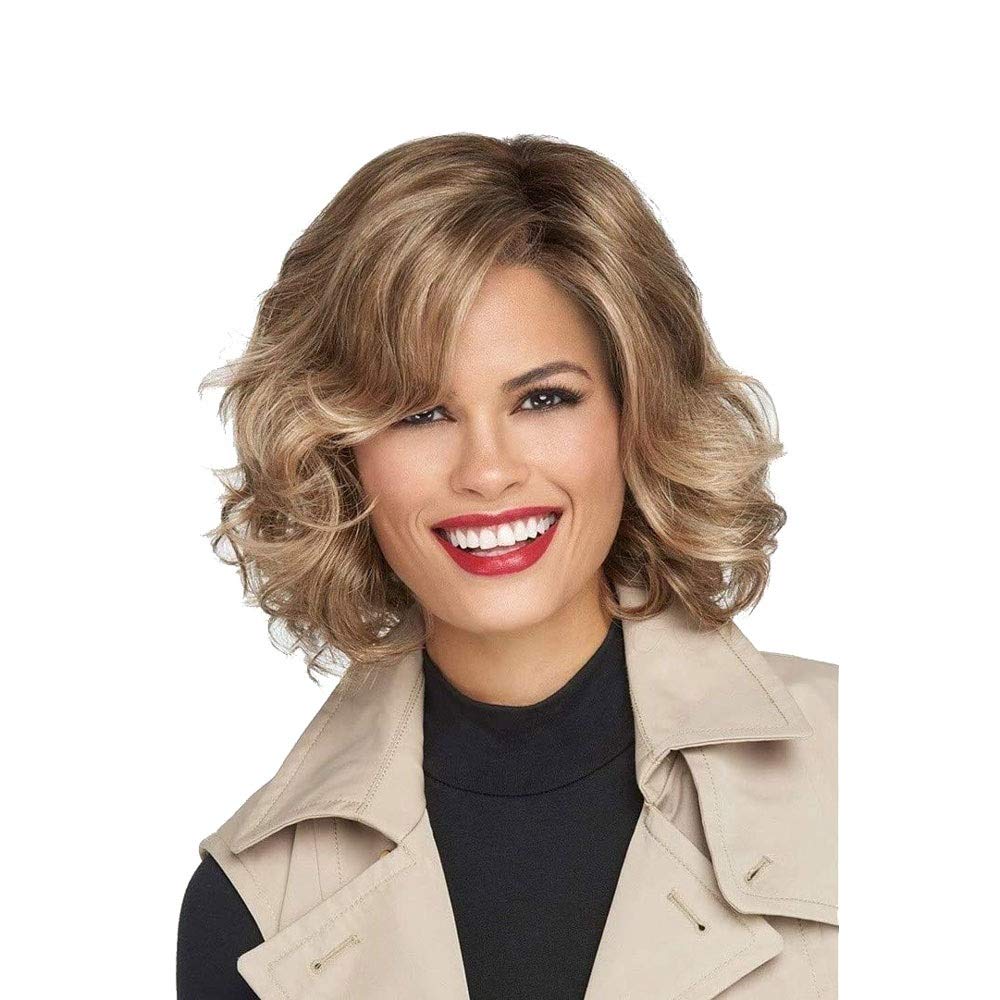 HOUKAI Synthetic Short Wig Medium Length Blonde Wig with