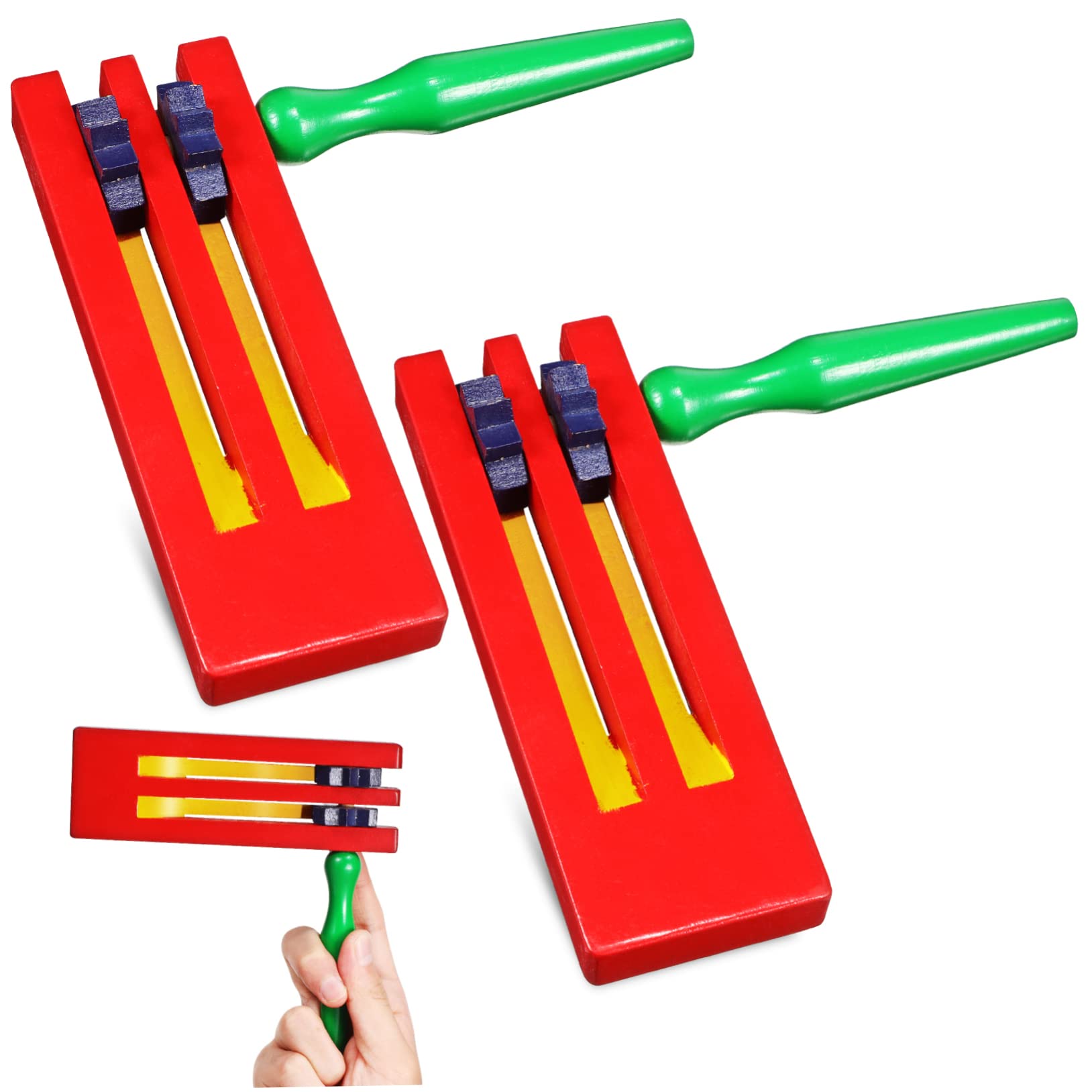 2Pcs Wooden Noise Maker Matraca Traditional Ratchet Instruments for Sports Events Parties and Family Gatherings Safe Fun Music