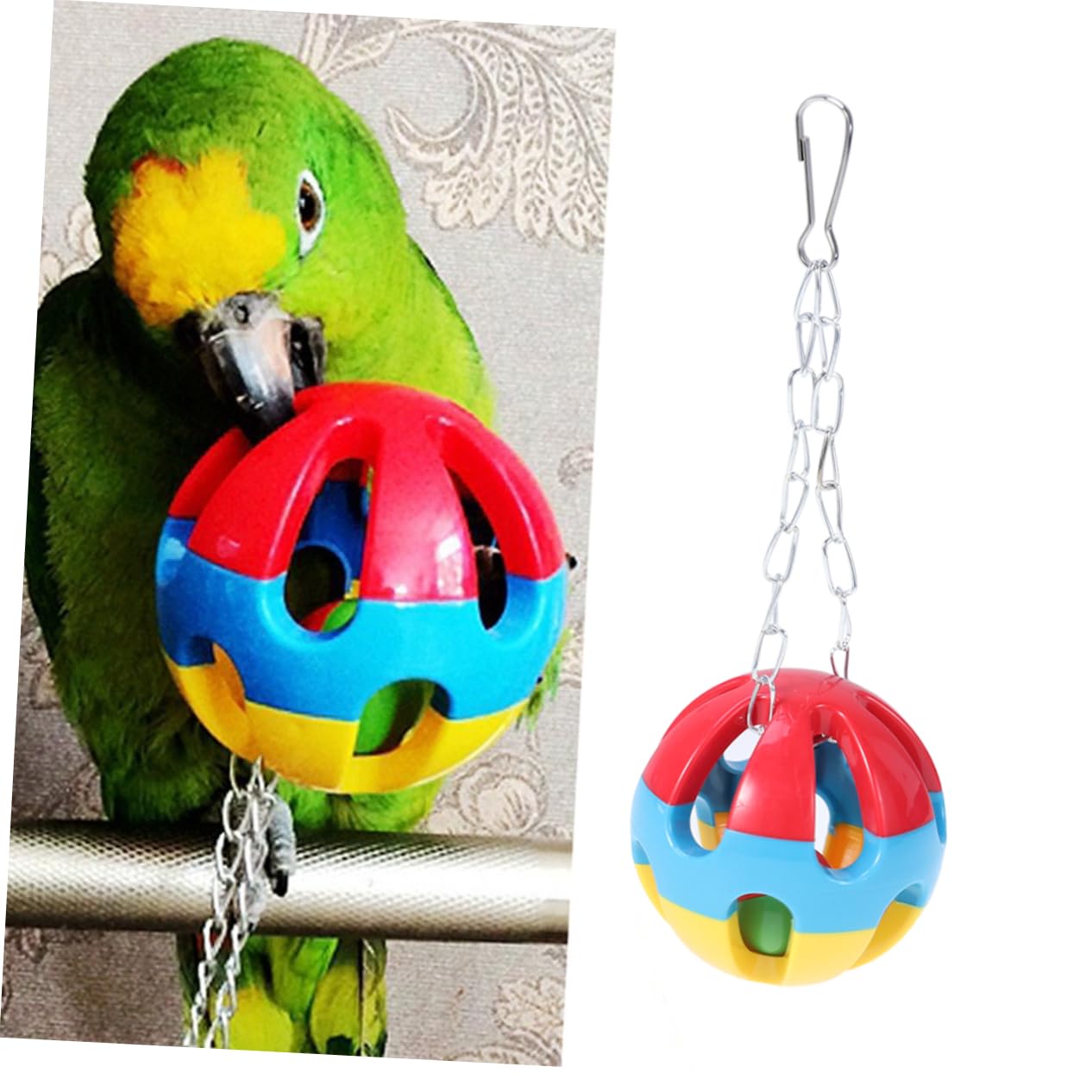 DOITOOL 3 Pcs Juguetes para Pájaros - Pelota de Masticación para Loros con Campana - Accesorios de Jaula Agapornis Periquitos - Juguete de Entrenamiento Interactivo para Aves Pequeñas y Medianas