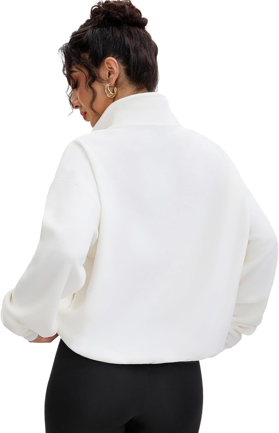 Women's Fuzzy Fleece Sweatshirt Casual Oversized High Neck Sherpa Tops for Fall Winter - Image 5