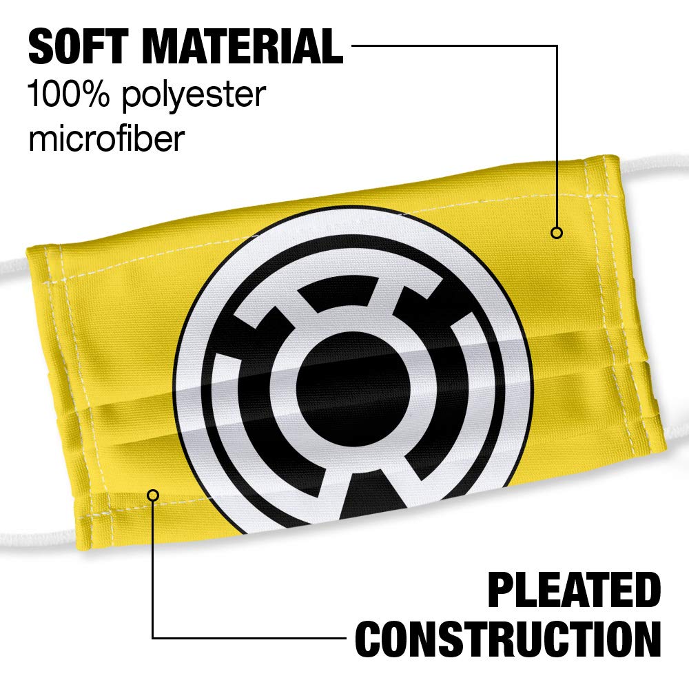 Green Lantern Sinestro Corps Yellow Lantern Logo 1-Ply Reusable Face Mask Covering with Adjustable Nose Wire, Unisex