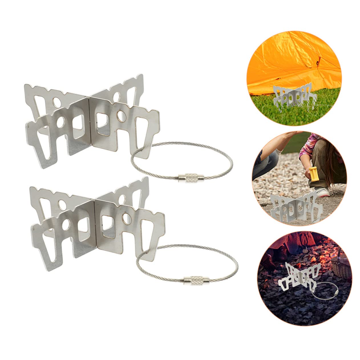 BESPORTBLE 4sets Edelstahl Camping Herd Stand Unterstützung Halterung Für Alkohol Solide Reise Getriebe 2 Stücke * 4