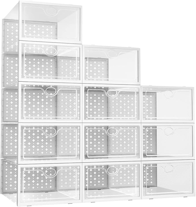 Pinkpum 12 Pack Shoe Storage Boxes, Shoe Organizer for