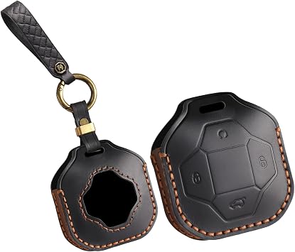 for Jetour Leather Car Key Fob Cover Case Fit for Jetour Freedom Traveller 2025 2026 Shanhai T1 T2 Keychain Key Holder Accessories 4 Button Black
