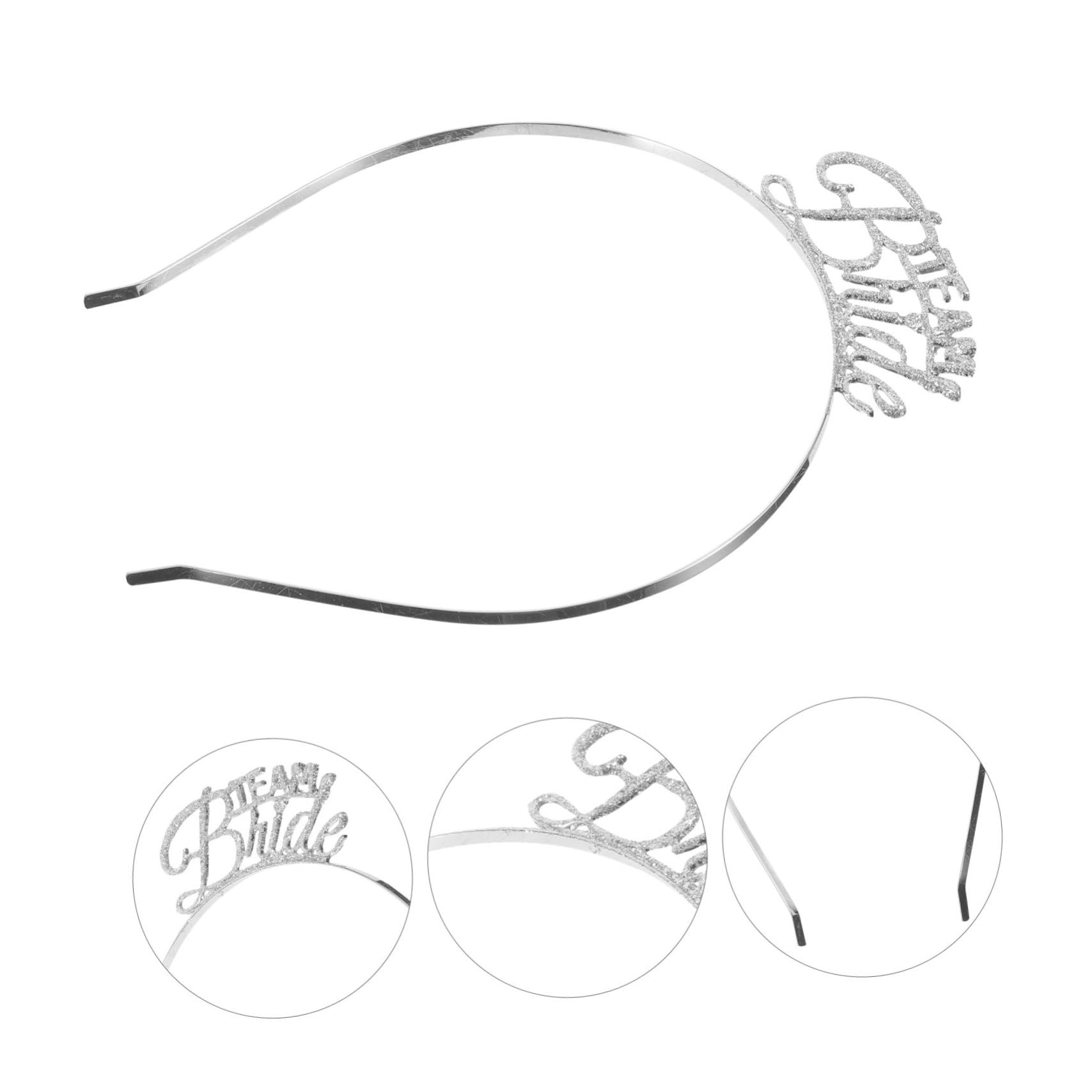WOONEKY Cerchietto in Metallo Argento 3 Pezzi per Bride Team, Accessori Chioma per Single Party Hair Hoop e Bachelor Party Fermacapelli Resistente