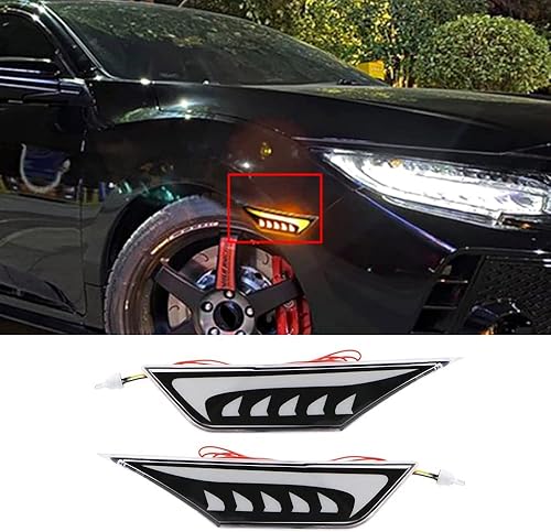 Miniatura 6 de TOTMOX Luces LED de marcador lateral, luces de circulación diurna, luces LED de guardabarros, luces traseras modificadas compatibles con Honda Civic