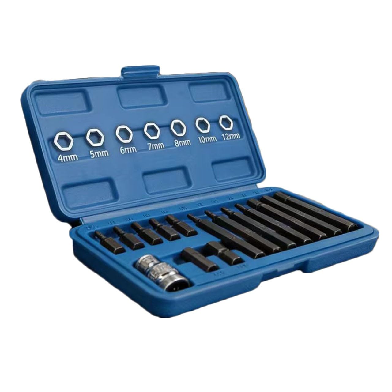 Set di chiavi a bussola esagonali da 1/2 pollici, 30 mm e 75 mm e per Torx 12 punti per manicotti adattatori a impatto, kit da 15 pezzi per strumenti professionali e fai da te