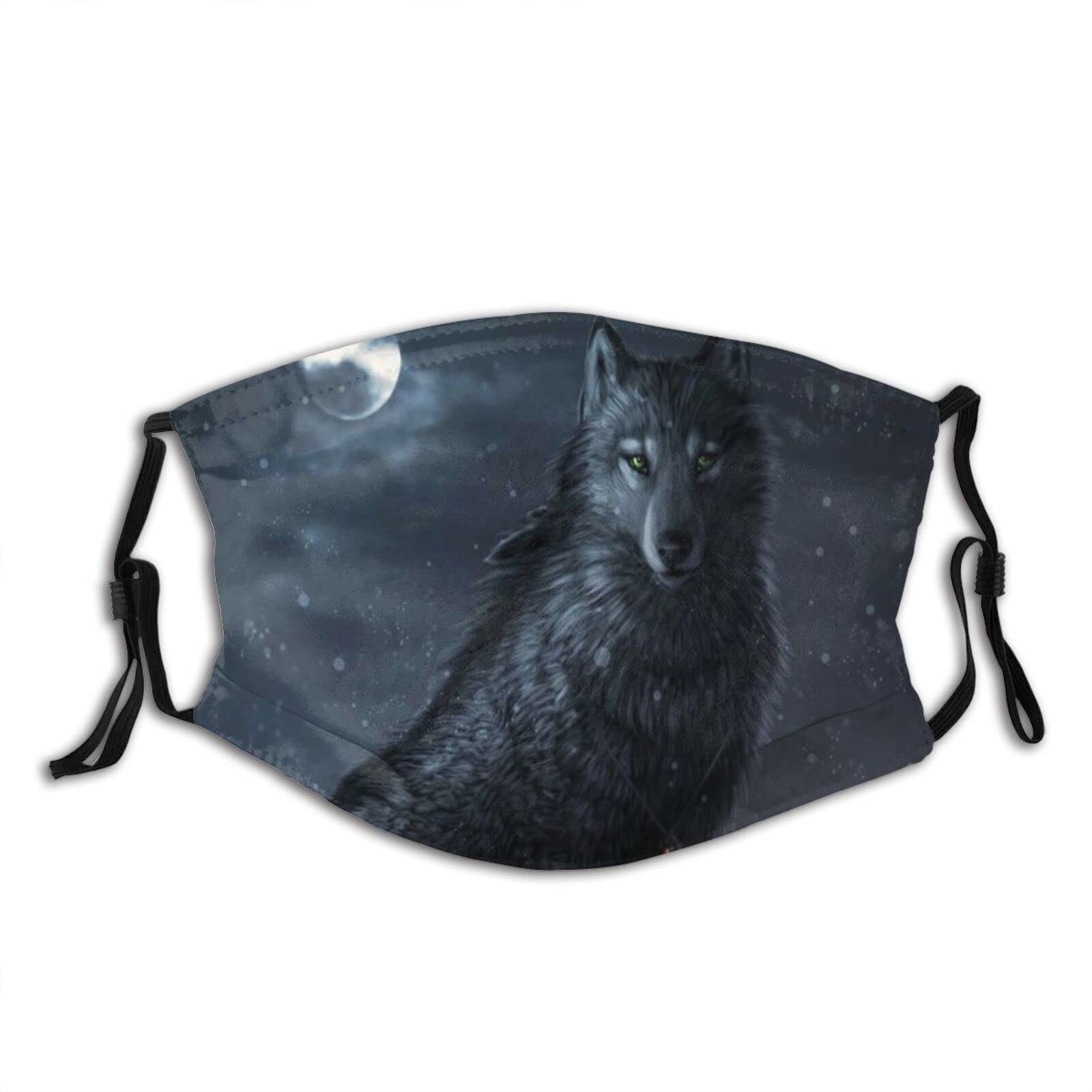 Funny Wolf Face Mask for Men Women &Teens Adjustable Breathable Bandanas Balaclava with 2 Filters
