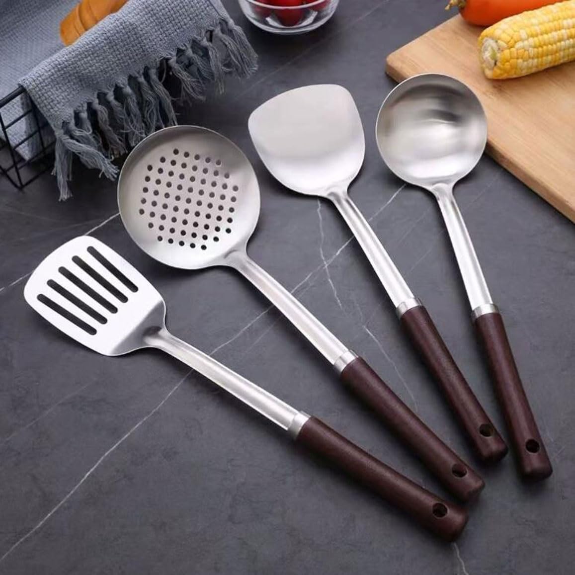 Küche Kochgeschirr 4 Stück Sets Edelstahl Kochen Löffel Spatel Kochen Utensilien